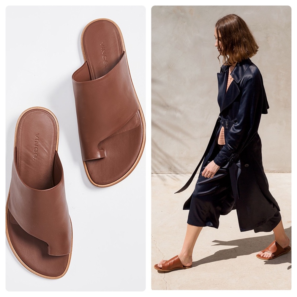 Vince • Edris • Cognac Leather Slide • Sandals